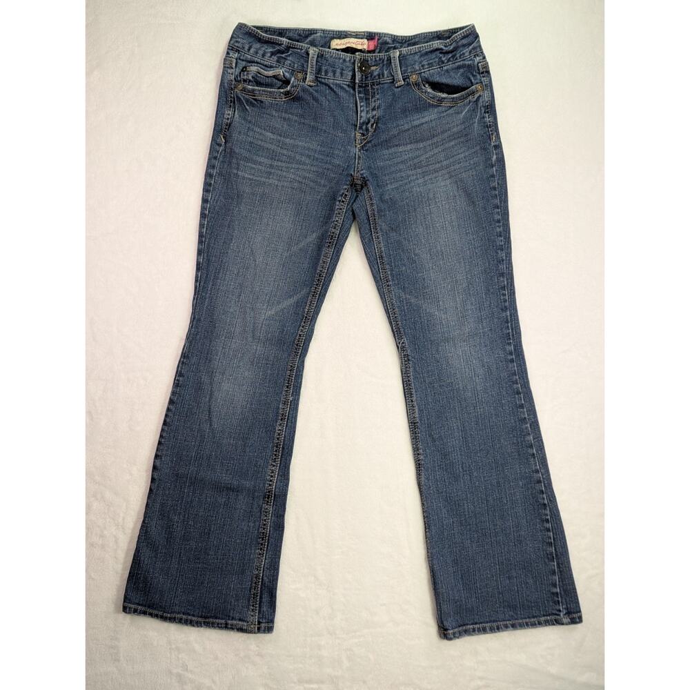 VINTAGE Y2K Aeropostale Hailey Skinny Flare Rhinestone Pocket Jeans 11